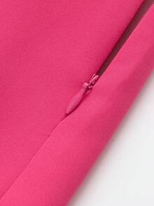 Women's Solid Color Zipper Waist Belt Skorts Summer - Hot Pink - View 4