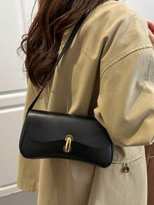 复古撞色豹纹优雅腋下单肩包，女士豹纹手提包，豹纹强势回归 - 黑色 - 查看 2