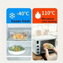 100/300pcs Disposable Cling Film Wrap, Elastic Fridge Food Saver Cover, Airtight Dust-Proof Seal For Leftover, Fruit, Bowl, Plate, Reusable Stretchable Food Storage Lid - White - View 10