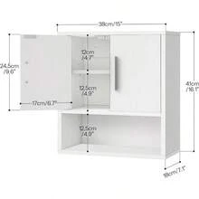 Bathroom Wall Cabinet, Medicine Cabinet, 15 X 7.1 X 16.1Inches, Adjustable Shelf, Over The Toilet Wall Storage Cabinet, For Bathroom, Bedroom, White - mặc định - Xem 3
