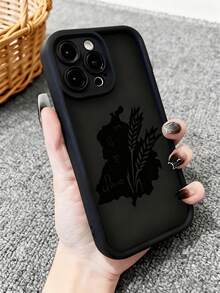 1pc Creative Cool Black Leaf Map Pattern Phone Case, IMD Shock-Proof Anti-Slip Protective Cover, Compatible With IPhone 16/11/13/15/15 Plus/15 Pro/15 Pro Max/12/14 Pro Max/11 Pro Max/12 Pro/12 Pro Max/13 Pro/13 Pro Max/14 Pro/14 Plus And Galaxy - Black - View 5