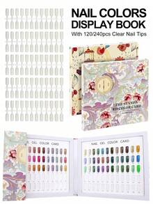120 Colors Nail Polish Display Book, Includes 120 Pieces False Nails, Nail Polish Gel Display Chart, Nail Salon Studio Nail Art Sample Color Card Cardboard Nail Design Display Box - Multicolor - View 1