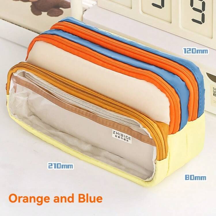 1个马卡龙色铅笔盒，新款文具包，大容量铅笔盒，便携式铅笔盒，可装化妆品，便携礼品，适合办公室、学校、年轻人、女孩、男孩、成人使用。[产品仅包含铅笔盒，不包含场景配件] - 粉色 - 查看 13