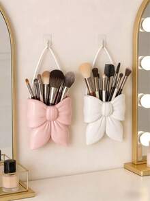 1pc Cute Bow-Shaped Pen Holder - Desktop Makeup Brush And Office Supply Organizer, Elegant Makeup Brush Storage, Suitable For Girls, Students And Women, Creative Decor Design For Holiday, Beach, Bathroom, Bedroom, Large Capacity - Multicolor - View 11