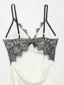 DEEKA 夏季新款女士时尚性感露背V领蕾丝拼接长裙，欧美风派对白色优雅款 - 白色 - 查看 5