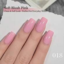 طلاء أظافر جل وردي فاتح رقم 018، لون باستيل حلو كزهر الكرز، يتم تثبيته بالأشعة فوق البنفسجية/الصمام، طلاء أظافر جميل للربيع والصيف - وردي فاتح - مشاهدة 4