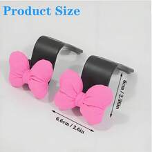 2pcs Cute Bowknot Car Seat Back Hooks Multifunctional Rear Seat Organizer For Hanging Handbags/Wallets/Umbrellas/Grocery Bags Space-Saving Creative Car Interior Accessories Fits Most Vehicles - Pink Bow - View 4