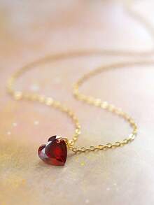 1件S925纯银项链，设计别致，镶嵌双红心宝石，配有可调节金色精致链条，适合日常佩戴、外出、聚会等场合，是女士精致珠宝的理想之选，也是送给爱人、朋友、家人的礼物。 - 金色 - 查看 2