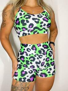 Fitness Set: Top And Shorts, High Waist, Gym - Creamy White - View 3