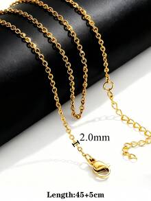 10 Pcs/Lot 304 Stainless Steel 2mm/1.5mm Wide Link Chain Stainless Steel Chain Necklace Ladies/Men Pendant DIY Jewelry Accessories Necklace - 10pcs - View 7