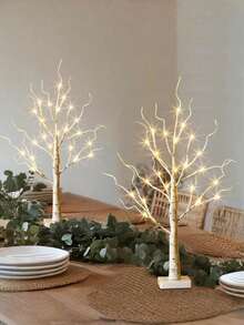 1pc 24-LED White Birch Tree Shaped Decorative Tree, Home Decor, Suitable For Indoor, Tabletop, Centerpiece, Fireplace Mantel, Party, Dining Table Decor, Gift [No Battery Included]