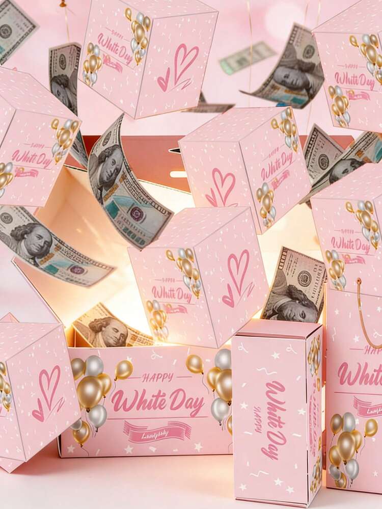 8pcs/1set - Pink Valentine's Day Surprise Red Envelope Gift Box, Pop-Up Boxes Suitable For Birthdays, Anniversaries, Proposals - Christmas Gift Box, Valentine's Day Party Surprise, Holiday Cash Explosion Luxury Red Envelope Box Valentine's Day Gift Valentine's Day Surprise Best Gift For Your Girlfriend Or Boyfriend. - Multicolor - View 7