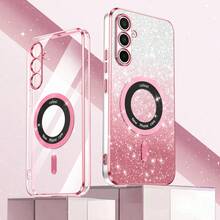 新款电镀磁环透明手机壳，CD图案磁环手机壳，采用全新电镀技术，防摔耐用，兼容苹果11/12/13/14/15 Pro Max、三星Galaxy S22/S23/S24+、A04/A05/A14/A15/A24/A25/A34/A54、OPPO、vivo、红米13c等机型。 - 粉紅色+CD引磁+尾巴 - 查看 1