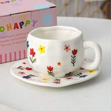 1pc 11.8oz Ceramic Coffee Cup & Saucer Set, Handmade Heart-Shaped Couple Mug Gift Box, Microwave/Oven/Dishwasher , Suitable For Cafe Latte, Breakfast Yogurt, Afternoon Tea, Ideal For Valentine's Day, Wedding, Party, Housewarming, Birthday Gift - Multicolor - View 9