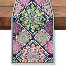 Bohemian Floral Table Runner, Vintage Flower Decor Table Runner Suitable For Party, Wedding, Retro, Countryside, Farmhouse, Kitchen, Dining Table Decoration, Home Party Decor, 13x35/13x47/13x72/13x90/13x108 Inches - Multicolor - View 6