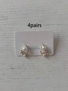 1 Pair Valentine's Day Faux Pearl Flower Headband,Jewellery Summer Outfits For Women