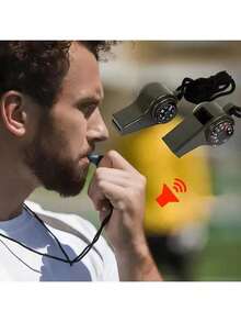 5pcs/3pcs/1pc Outdoor Sports Emergency Whistle, 3-In-1 Emergency Whistle, Multi-Functional Survival Whistle With Compass And Thermometer, Loud Floating Whistle With Lanyard, Suitable For Boating, Swimming, Kayaking, Water Survival, Hiking, Camping, Outdoor Activities, Loud Safety Whistle With Lanyard, Perfect For Camping, Hiking, Outdoor Adventure, Referee And Cheerleading, Loud Sound, Survival Whistle, Military Green - Multicolor - View 6