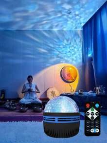 1个LED投影灯，多种颜色图案，遥控器，星空投影仪，卧室夜灯投影仪，水波投影仪，星空投影仪，家庭影院，天花板投影仪，圣诞装饰礼物，情人节礼物，露营，婚礼装饰，浪漫夜灯 - 彩色 - 查看 14