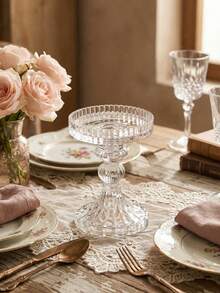 Elegant Transparent Glass Diamond Patterned Candle Holder, Minimalist Crystal Glass Candle Holder, Decorative Wreath, Glass Candle Plate, Coaster, Suitable For Wedding, Valentine's Day, Dining Table Decor, Home Decoration - Multicolor - View 14