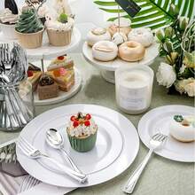 10/25/350/75/150pcs Silver Cutlery Set, High Quality Durable Kitchenware, Washable And Reusable, Minimalist And Elegant Design, Suitable For Parties, Weddings, Gatherings, Dinners, Balls, Beach Parties, Tea Parties, Festivals And New Occasions - Silver - View 4