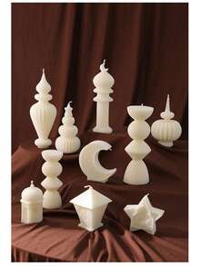 阿拉伯建筑蜡烛 - 城堡与新月设计，现货供应，玫瑰香氛大豆蜡雕塑，斋月礼物，家居及桌面装饰，瑜伽冥想中心摆件，营造伊斯兰节日氛围 - 彩色 - 查看 5