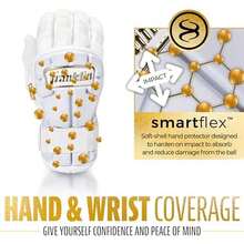 Franklin Sports - Protector de Mano y muñeca de béisbol, Protector de muñeca para bateo Serie PRT , Protector Mano y muñeca para bateadores, Mano Derecha e Izquierda, Talla única, Adulto - Blanco - Ver 4