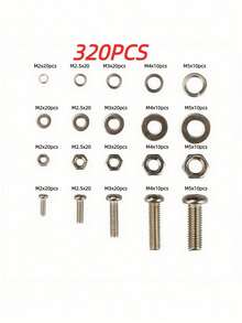 320pcs Premium Screw And Nut Assortment Kit - Corrosion-Resistant, Snap-In Nuts, M2 To M5 Sizes - Ideal For DIY, Repair, And Industrial Applications - Silver - View 6