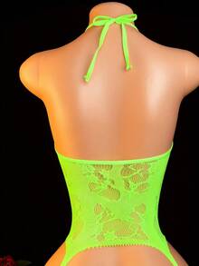 Fishnet Bodystockings Sexy Lingerie For Women Naughty Outfits Crotchless Body Suits Plus Size One Piece Rave Bodysuit - Yellow - View 4