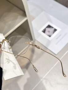 1pc Unisex Fashion Elegant Sexy Metal Rimless Decorative Glasses, Can Block Electronic Blue Light, Suitable For Daily Wear