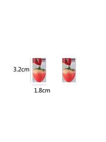 1 Pair Cute Sweet Strawberry Tassel Earrings, Cartoon Fruit Stud Earrings For Girls - Red - View 5