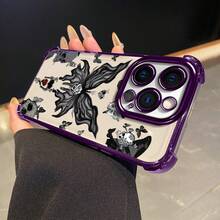 Funda de teléfono gruesa de cuatro esquinas compatible con 14 PRO PLUS, patrón de sueño de calavera y mariposa, marco de TPU electrochapado, funda de protección completa transparente con airbag, adecuada para chicas, protección de teléfono, funda a prueba de golpes, patrón de moda, diseño de mariposa, material duradero, impresión, accesorios de moda, usuario de moda - Colores mixtos - Ver 9
