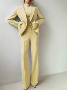 3pcs Women Autumn/Winter Set: Mustard Top, Jacket And Pants Spring - Yellow - View 4