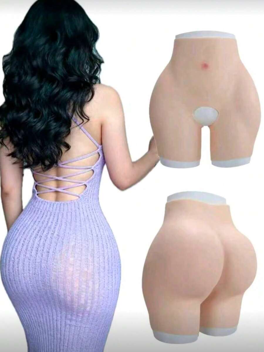 Silicone Padded Butt Lift Shorts, Thickened Shaping Pants For Enhancing Hips And Buttocks, Ideal For Sculpting Desired Buttock Shape - Beige - View 1