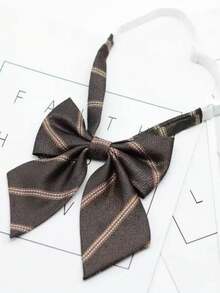 1条日式女童条纹领带，JK制服领带 - 咖啡棕 - 查看 3