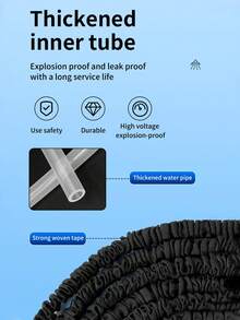 可伸缩魔术水管，7种喷水模式，水枪功能，高压洗车——适用于花园、草坪和户外清洁，黑色，现代简约设计，非常适合给狗狗洗澡和户外清洁，宠物必备用品 | 功能性宠物产品 | 可调节喷嘴