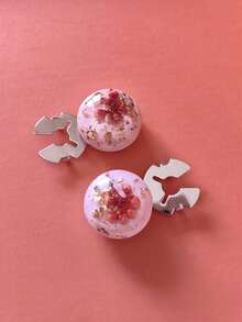 1pc/2pcs Resin Flower Elegant Geometric Pattern Button Set, Shirt Button Clip-On Button Set, Fashion Crystal Cufflink Set, Suitable For Tuxedo And Wedding Dress Decoration - Multicolor - View 2