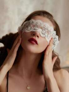 1pc Black Lace Veil Mask, Hollow Out Eye Mask, Cute Lace Face Mask For Halloween, Christmas, Thanksgiving Party, Masquerade - Multicolor - View 8