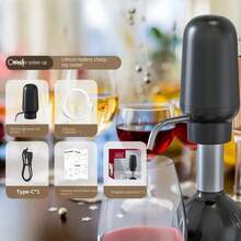Aireador de Vino Eléctrico Dispensador Accesorios de de Bar Acero Inoxidable Decantadorático Inteligente Regalo de San Valentín - USB negro C - Ver 10