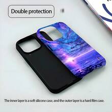 Funda Protectora Dos en Uno para Apple para iPhone 11 12 13 14 15 16 Pro Max Plus con un Diseño de Cielo Estrellado de Ensueño para Prevenir Caídas - Blanco - Ver 5