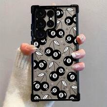 Funda de teléfono creativa de billar con diseño de cereza para S25 S24 S23 S22 S21 S20 FE S20 Ultra A03s A04E/M04 A05s A06 4G A13 4G A15 4G/5G A25 5G A32 4G A55 5G A03 A04 A05 A12/M12 4G A13 5G/A04S A16 4G/5G A35 5G S20 S20 Plus A34 S21 FE Ultra Plus 4G 5G, funda trasera transparente suave a prueba de golpes - Colores mixtos - Ver 2