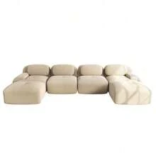 Sofas & Couches - Beige + Corduroy + 4 Seat - View 5