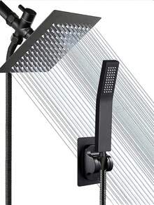 豪华淋浴系统 - 配备超大高压雨淋式花洒、可调节花洒臂、双模式手持花洒、超长软管、浴室挂钩，安装简便。是家庭浴室和酒店淋浴的理想之选。这款浴室配件将彻底改变您的淋浴体验——也是一份实用又贴心的乔迁礼物！