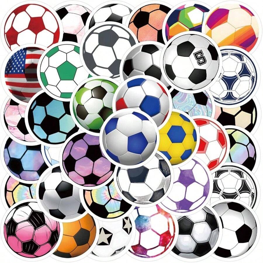 60 Pieces Soccer Stickers, Vinyl Stickers Bottle, Helmet, Laptop, Phone, Gifts, Ball Party Favors, Sport Stickers Soccer Decorations Teens Blue - Blue - View 1