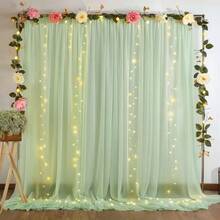 1/2 Pcs 10m Large Size Transparent Backdrop Curtain, Suitable For Party, Ceiling, Wedding Arch, Reception Area And Other Decoration Occasions