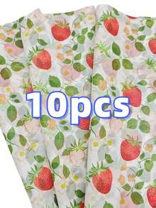 5/10/20/40张草莓图案礼品包装纸，20*14英寸，适用于春夏季节、婚礼、情人节、生日礼物包装、花束包装、礼品袋填充和派对礼物。 - 彩色 - 查看 14