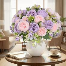 2/4/8/12 Packs Peonies Artificial Flowers, Mixed Pink Artificial Peonies, Silk Peonies Flowers Fake Peonies Artificial Flowers Peonies Bouquet For Centerpiece Table Wedding Party Home Decor - 紫丁香色 - 查看 1
