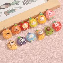 12/24pcs Cute & Unique Resin Fruit & Animal Pendant, Various Adorable Fruit And Animal Combinations; Distinctive DIY Accessories Suitable For Necklaces, Earrings, Phone Cases, Bags And Other Decorations - Random Mix - Fruit Pendant - View 6