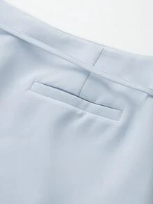 Women's Solid Color Zipper Waist Belt Midi Skirt Shorts Summer - Baby Blue - View 5