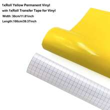 永久性乙烯基卷材套装 - 30 x 100厘米 多色永久性粘性乙烯基卷材 1 包 + 1 包转移胶带，兼容大多数切割机，易于使用，适用于派对装饰、贴纸、工艺切割、汽车贴花