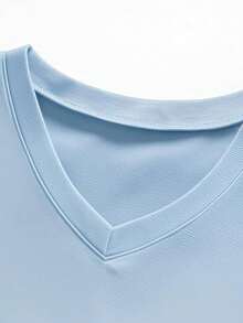 Áo thun nam tay ngắn màu trơn tối giản GRDR, thích hợp mặc mùa hè. - Màu xanh nhạt - Xem 6